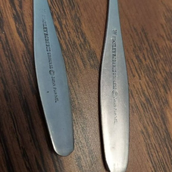 Stanley Roberts Stainless Master Butter Knife and Shell Sugar Spoon Japan VTG - Picture 2 of 7